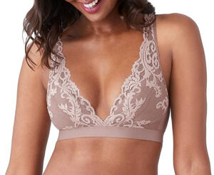 Wacoal Women's Instant Icon Bralette Size Large Lace Wireless Cafe au Lait Tan